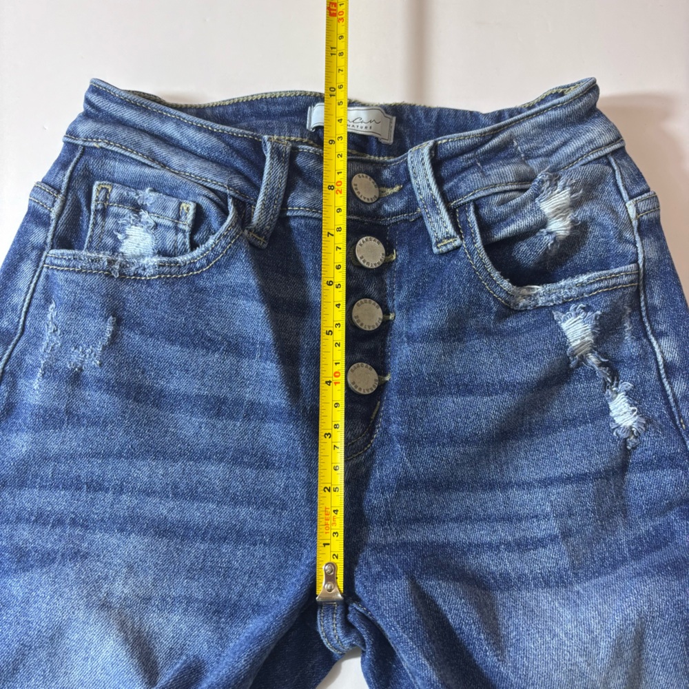 KanCan Signature Kurvy Mid-Rise Skinny Jeans Distressed Trendy Denim Blue Sz 24 - Picture 12 of 14